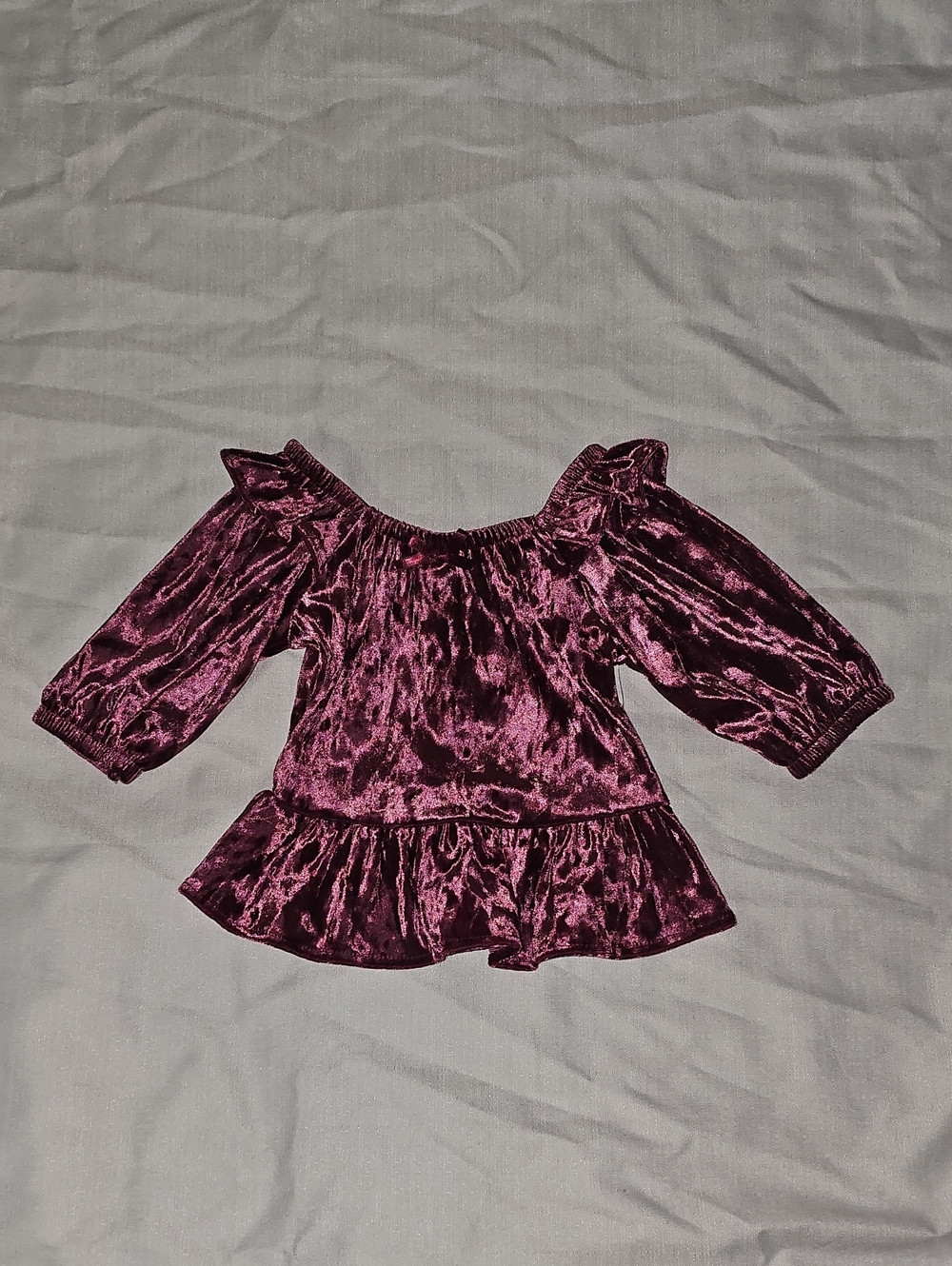 Old Navy Ruffled Velvet Peplum Top for Toddler Girls 18-24 Months New